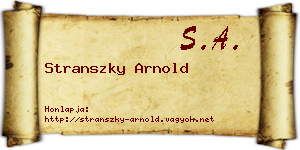 Stranszky Arnold névjegykártya